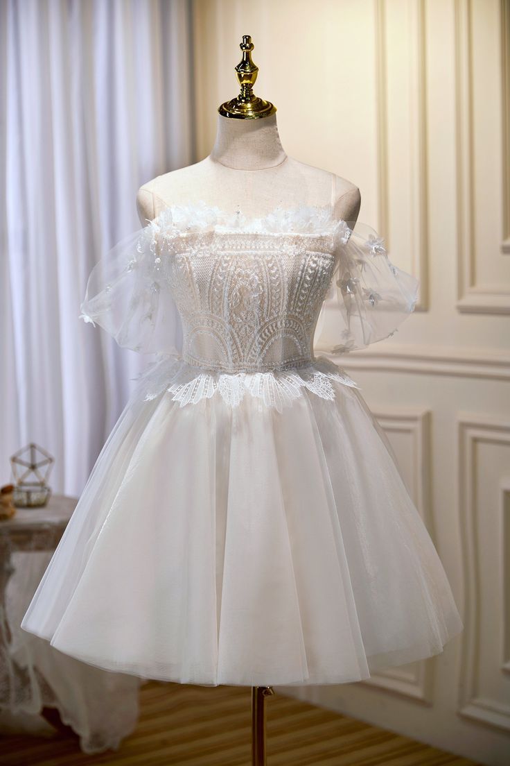 Schicke Spaghettiträger Off The Shoulder Tüll Homecoming Kleider fg6241