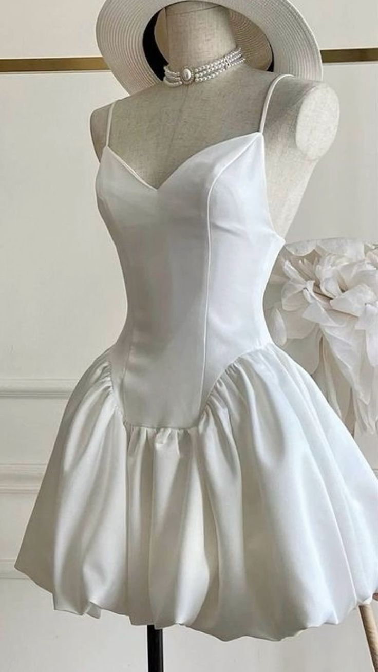 Robe d'anniversaire courte et simple, coupe trapèze, bretelles en satin, robe de soirée fg6621