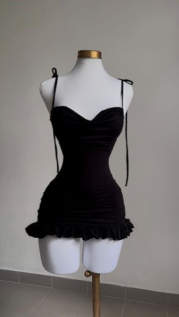 Robe de soirée courte dos nu noire/bleue à bretelles simples fg6634