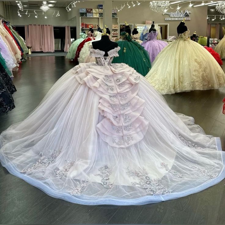 Quinceanera Dress Lace Applique Sequins Beading Mexican Sweet 16 Vestidos De XV 15 Anos Ball Gowns fg6581