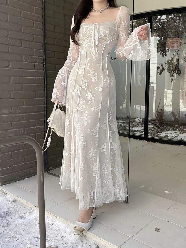 Women's A-line Lace Long Simple Dress, Sexy Elegant Vintage Evening Dr formalgowns Women's A-line Lace Long Simple Dress, Sexy Elegant Vintage Evening Dr formalgowns