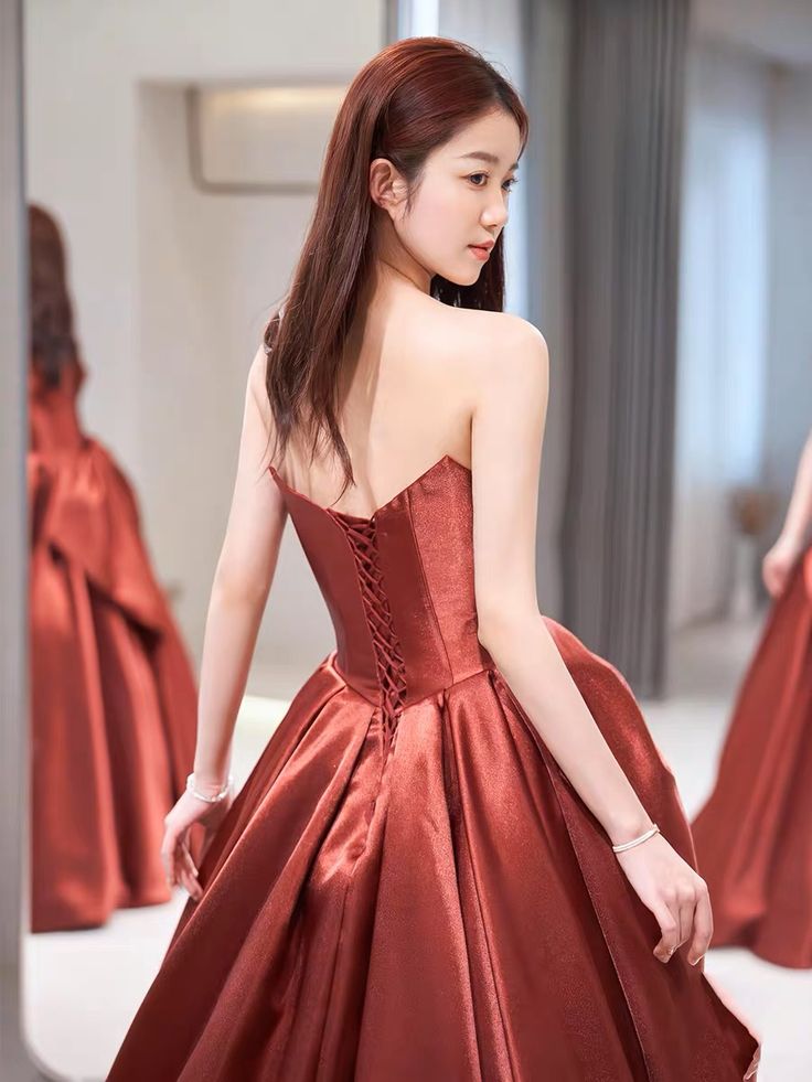 Evening Dress, Chic Party Dress, Strapless Prom Dress,satin Formal Dress,custom Made fg6752