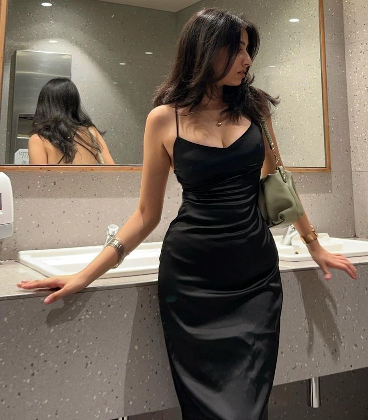 simple black dress for party Black Simple Evening Gowns, Party Prom Dress fg7466