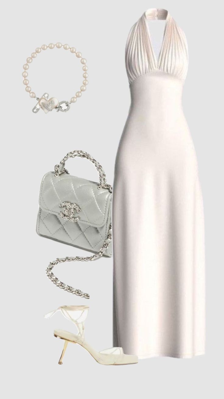 White Halter Formal Dress Party Dress Long Evening Dress Prom Dresses fg7817
