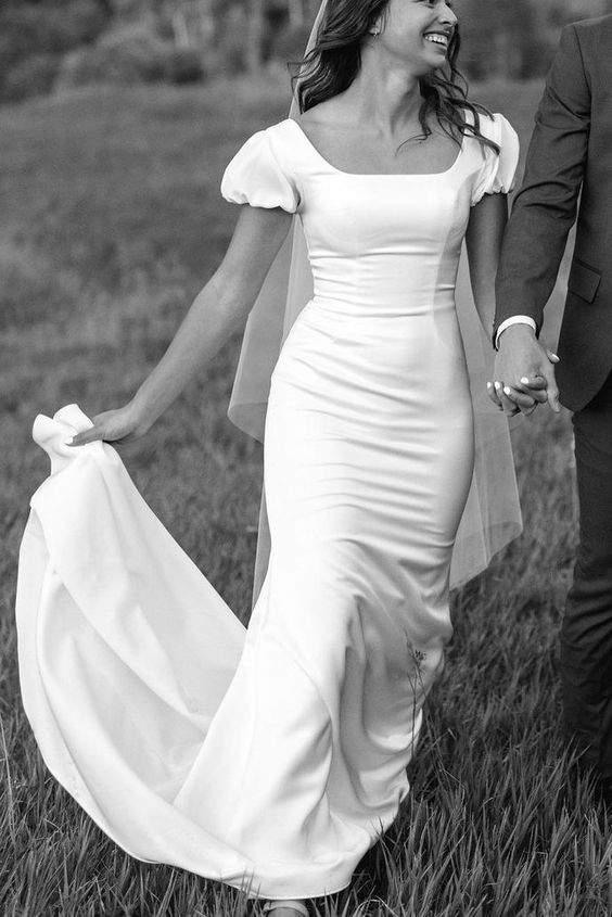 Elegant White A-line Wedding Dress Simple Bridal Gown fg5766 formalgowns Elegant White A-line Wedding Dress Simple Bridal Gown fg5766 formalgowns
