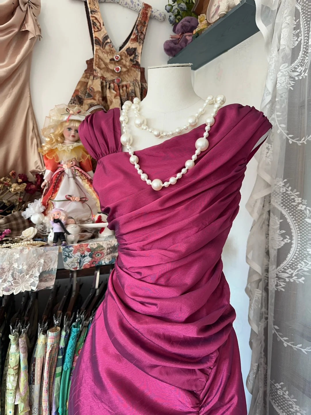 Meerjungfrau Falten Vintage Ballkleid Langes Abendkleid fg8039