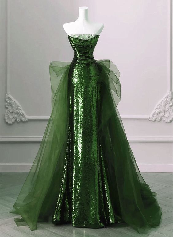 A-line Sequins and Tulle Long Party Dress, Evening Dress Formal Dress fg6201