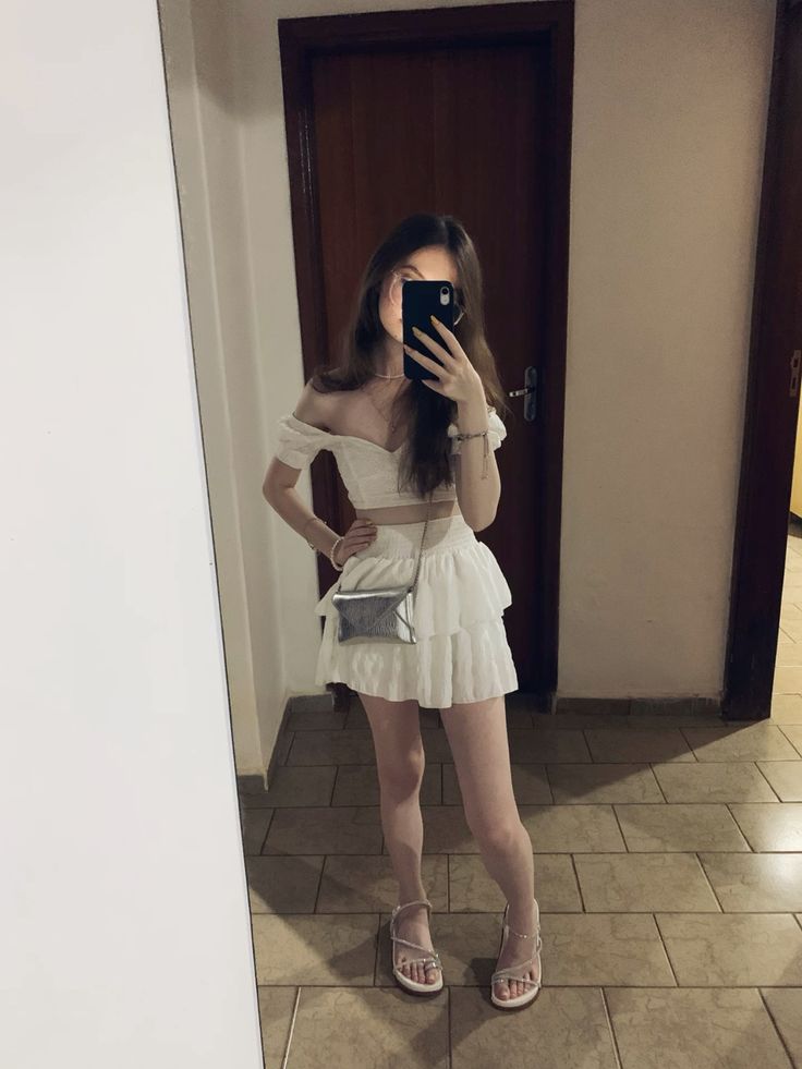 Robe de soirée courte blanche chic deux pièces fg5851