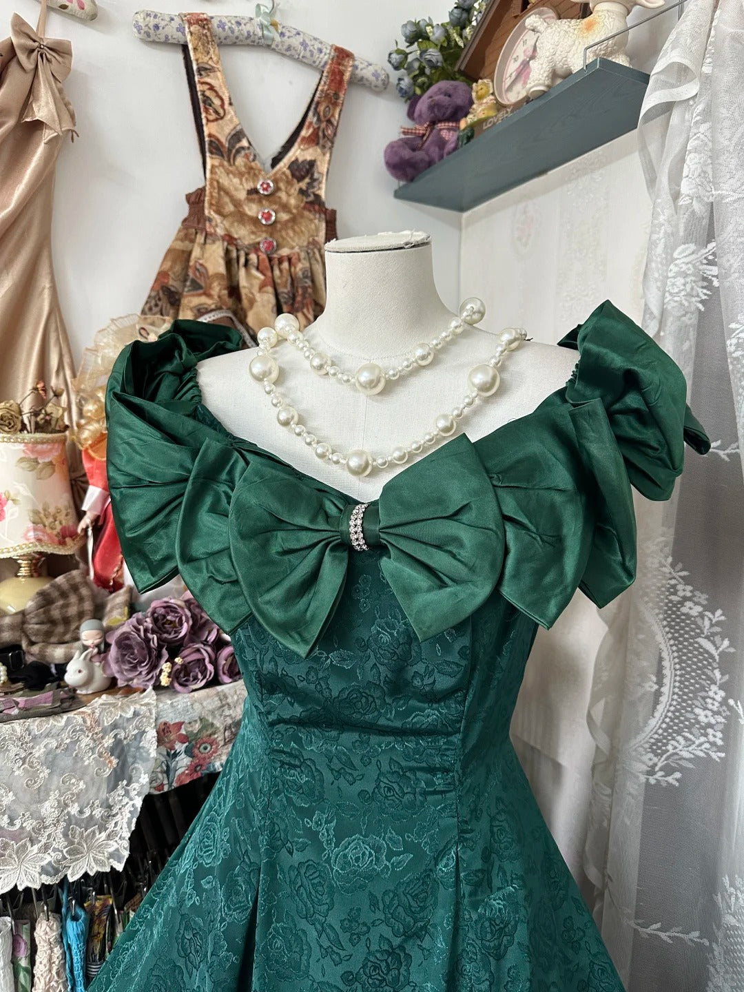 A Line Dark Green Vintage Evening Dress Elegant Sleeveless Prom Dress fg8175
