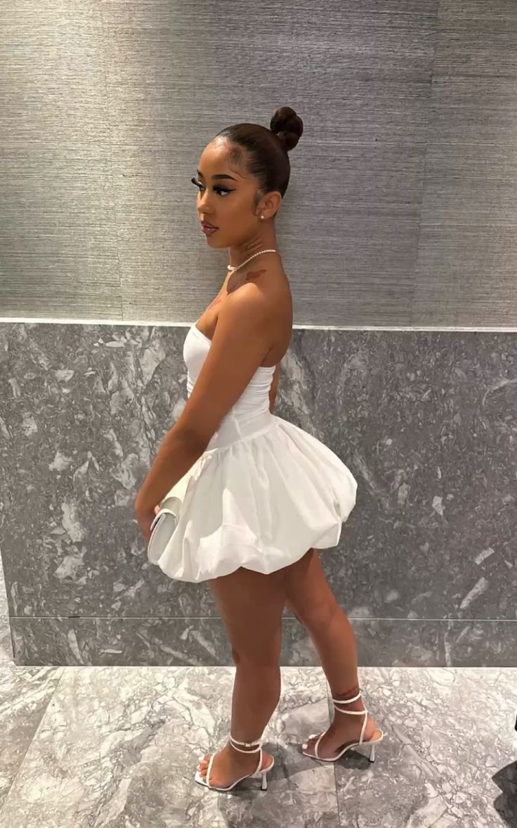 Robe de soirée courte blanche trapèze, robe de cocktail, robe de soirée courte fg7919
