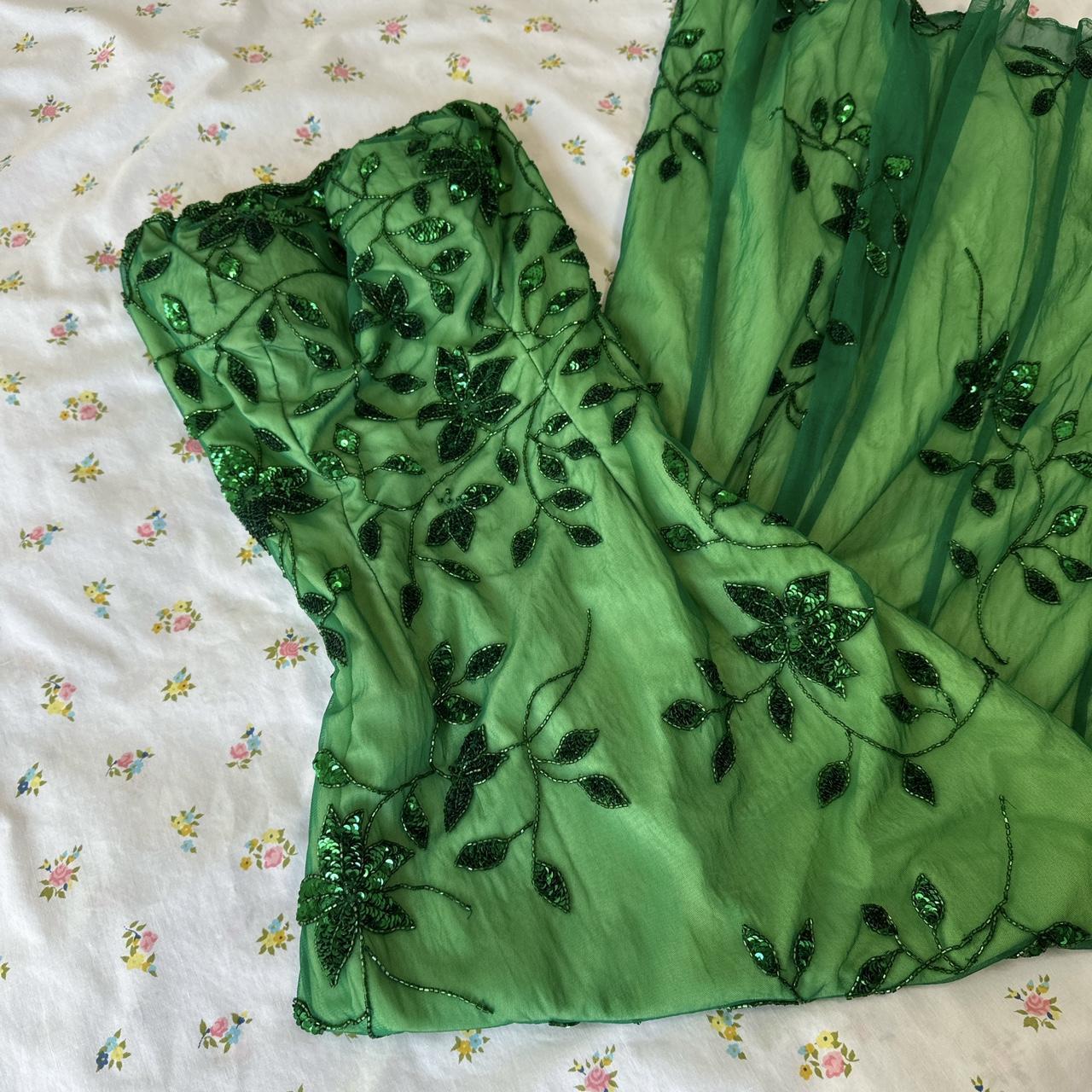 Robe de bal verte vintage pour femme, tenue de soirée formelle, fg7784