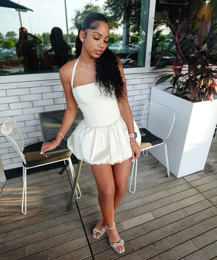 Robe d'anniversaire blanche, robe de soirée courte, fg7733
