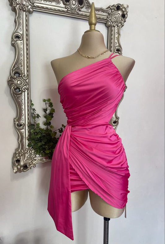 Robe de bal courte simple à une épaule fg6244