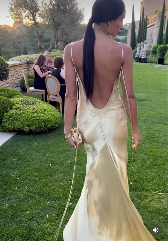 yellow satin dress backless Satin Open Back Maxi Dress in Yellow