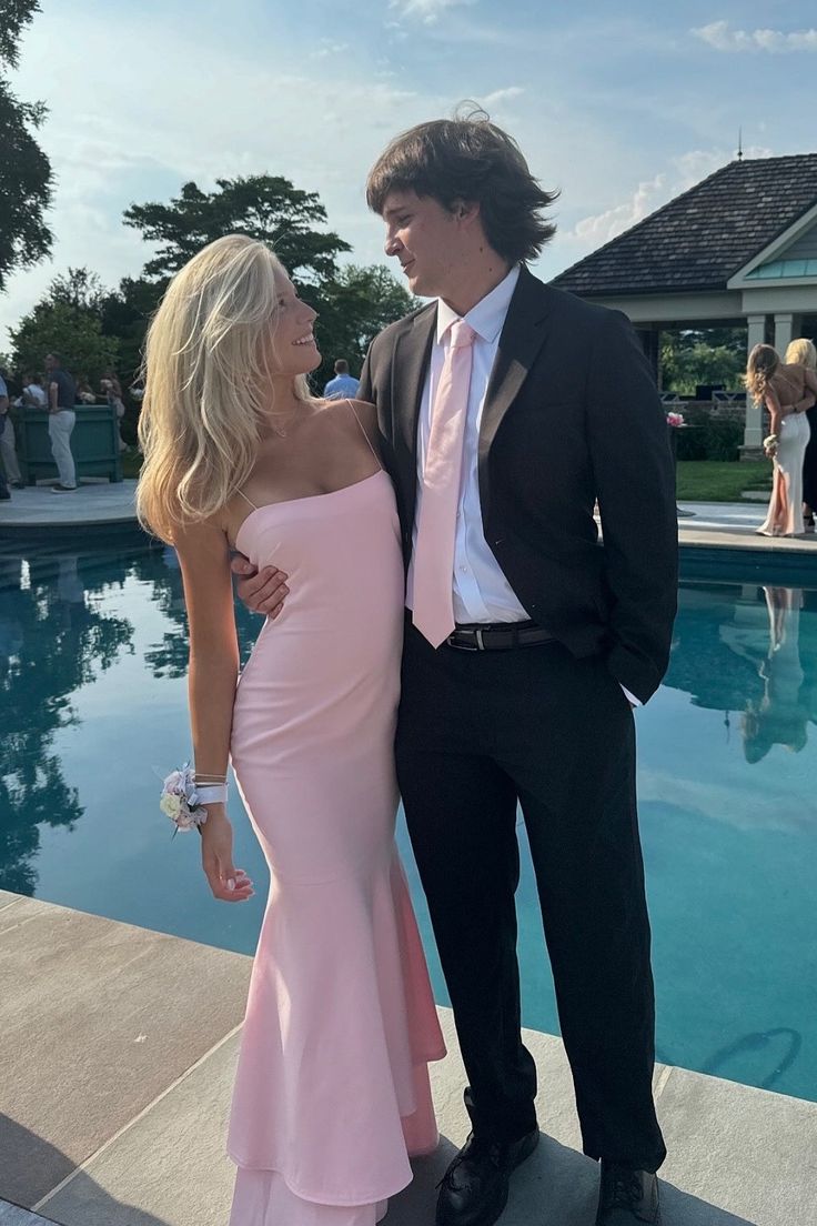 Charming Mermaid Straps Light Pink Long Prom Dress fg7461