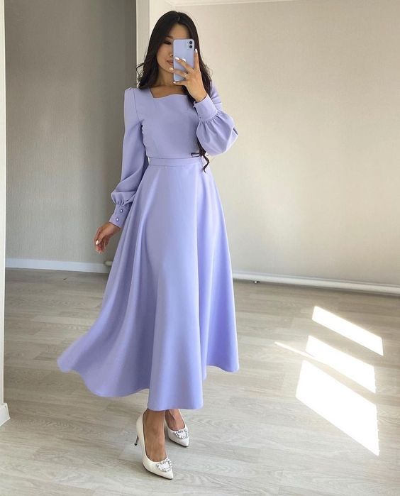 Evening Dresses Women Long Sleeve Square Neck Modest Ankle Length Formal Gowns fg5783 Evening Dresses Women Long Sleeve Square Neck Modest Ankle Length Formal Gowns fg5783