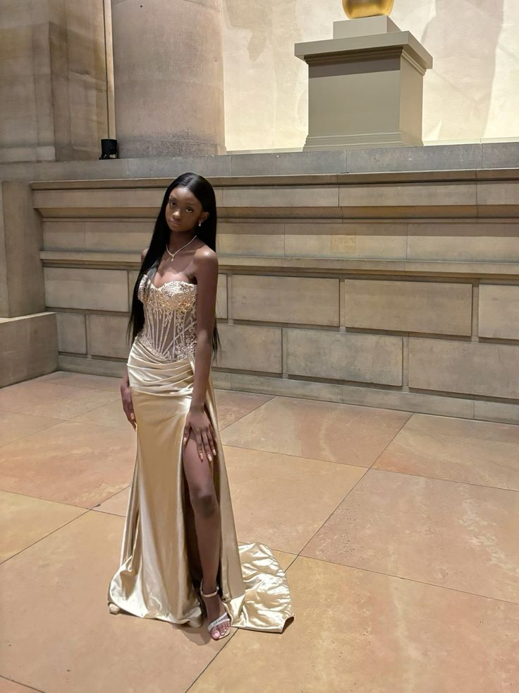 silk champagne prom dress MACloth Mermaid Straps V Neck Sequin Prom Dress Champagne Evening Formal Gown Champagne / Tea Length / US10