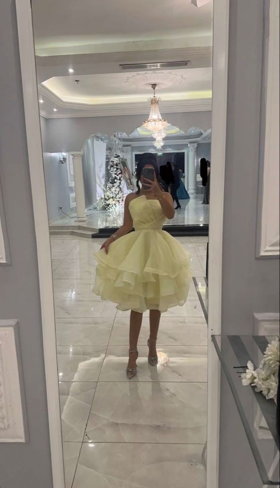 Elegant yellow short prom dress for women fg6132 formalgowns Elegant yellow short prom dress for women fg6132 formalgowns