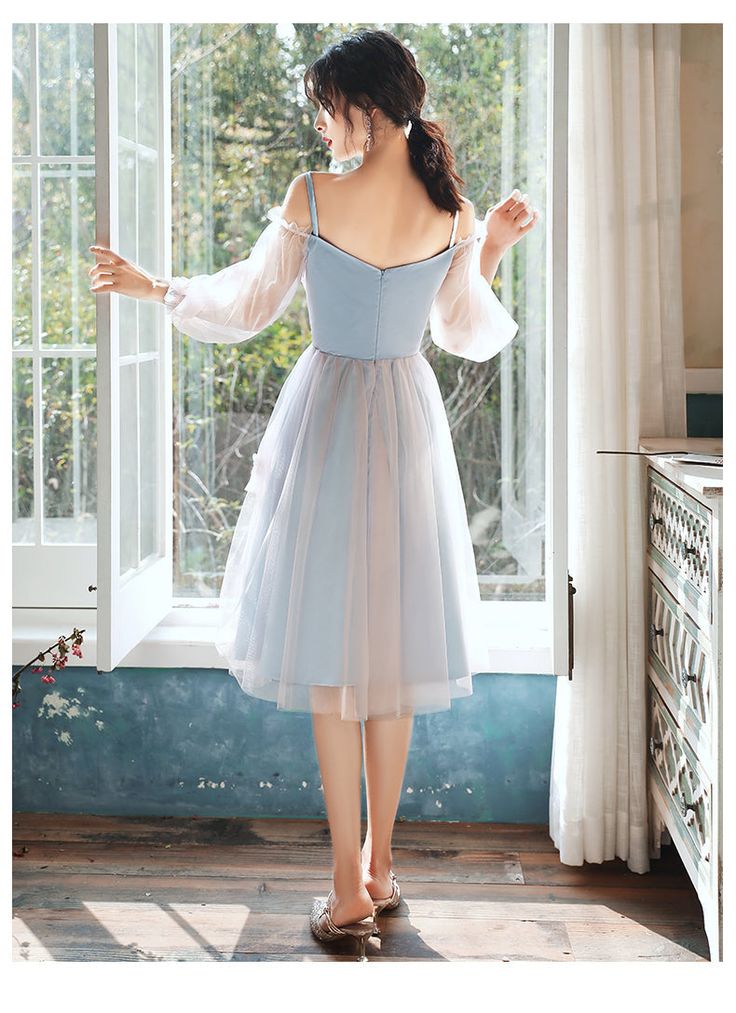 Schöne hellblaue und rosa knielange Abschlusskleider, rosa kurze Ballkleider fg5972