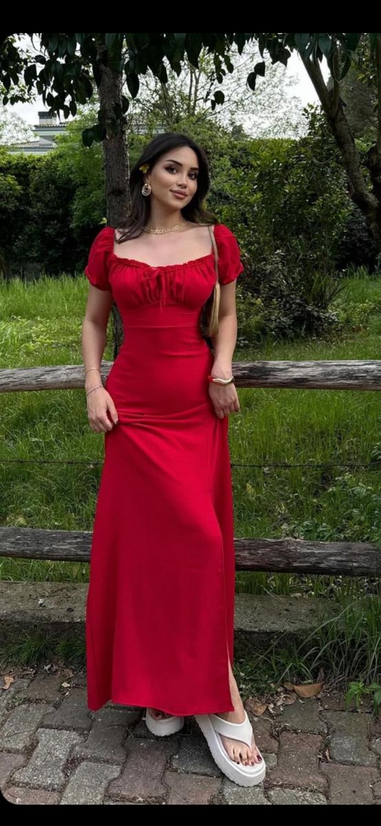 Red Party Dress Long Evening Dress Vintage Prom Dress fg8144 – formalgowns