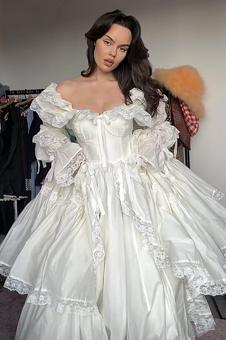 A Line Long Sleeves Off Shoulder Long Wedding Dresses Evening Gown fg7123