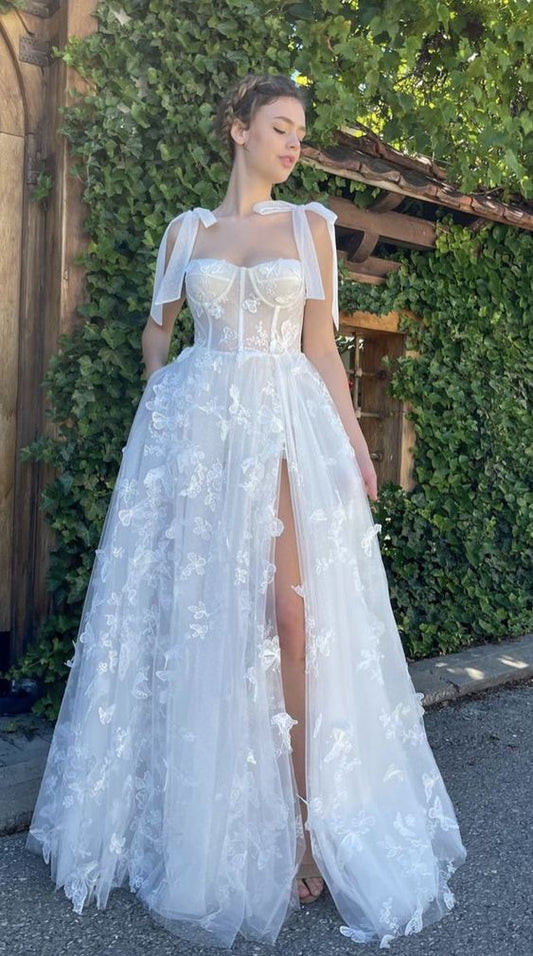 Robe de bal longue sans manches à motif floral et fente haute, coupe trapèze, avec poches, fg5942