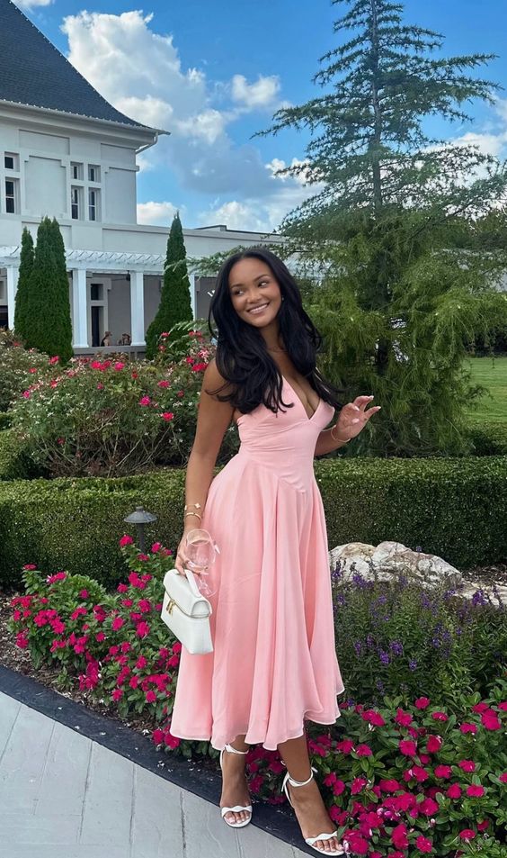A Line Pink V Neck Evening Dresses Formal Party Dress Prom Gown fg6791 formalgowns A Line Pink V Neck Evening Dresses Formal Party Dress Prom Gown fg6791 formalgowns