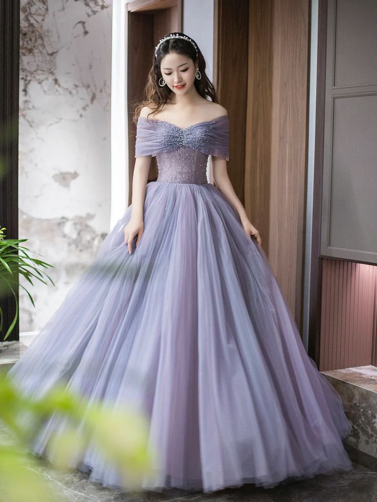 long purple off the shoulder dress La Femme Dress 30498