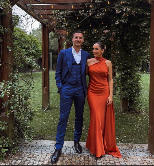 Robe de soirée longue et sexy orange brûlé fg6625