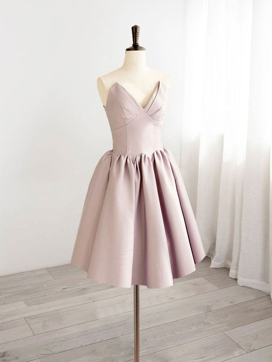Robe de bal courte coupe trapèze à col en V, robe de soirée fg6372