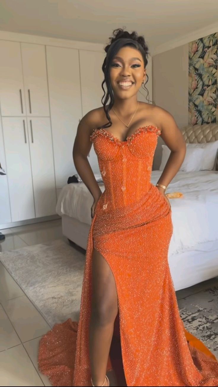 Orange Mermaid Long Prom Dress Evening Party Dresses fg7649 – formalgowns
