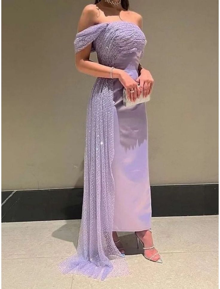 Evening Gown Elegant Dress Formal Ankle Length Short Sleeve Off Should formalgowns Evening Gown Elegant Dress Formal Ankle Length Short Sleeve Off Should formalgowns