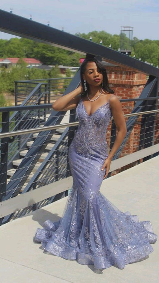 Robe de bal sirène violet clair fg6781