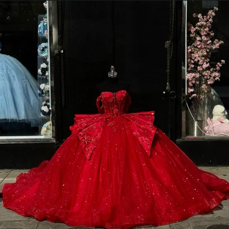 Red Princess Quinceanera Vestidos Gillter Off The Shoulder Corset vest formalgowns Red Princess Quinceanera Vestidos Gillter Off The Shoulder Corset vest formalgowns