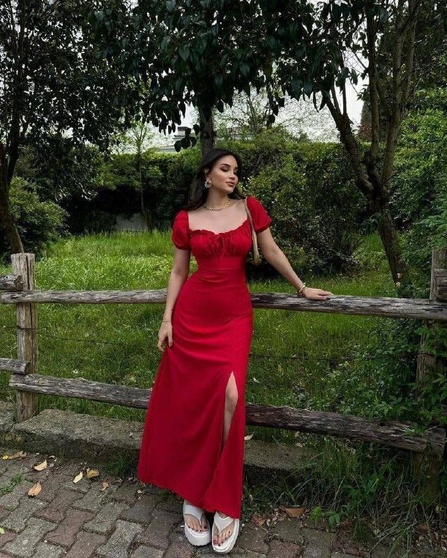 Red Party Dress Long Evening Dress Vintage Prom Dress fg8144
