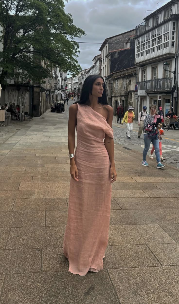 Robe de soirée longue rose, fg7566