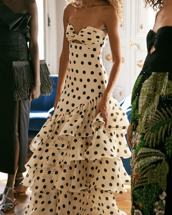 Strapless Polka Dots Dress Fashion Prom Evening Dresses For Women fg62 Strapless Polka Dots Dress Fashion Prom Evening Dresses For Women fg62