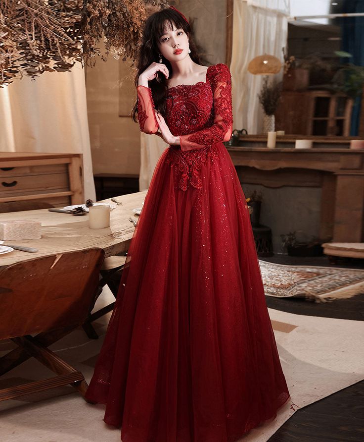 Homecoming Dress Maroon Dress For Graduation Burgundy Aline Lace Long Prom Dress, Burgundy Tulle Formal Homecoming Dress Maroon Dress For Graduation Burgundy Aline Lace Long Prom Dress, Burgundy Tulle Formal