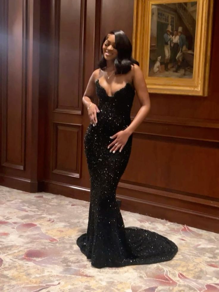 Black Strapless Mermaid Long Prom Dress Evening Gown fg6763 formalgowns Black Strapless Mermaid Long Prom Dress Evening Gown fg6763 formalgowns