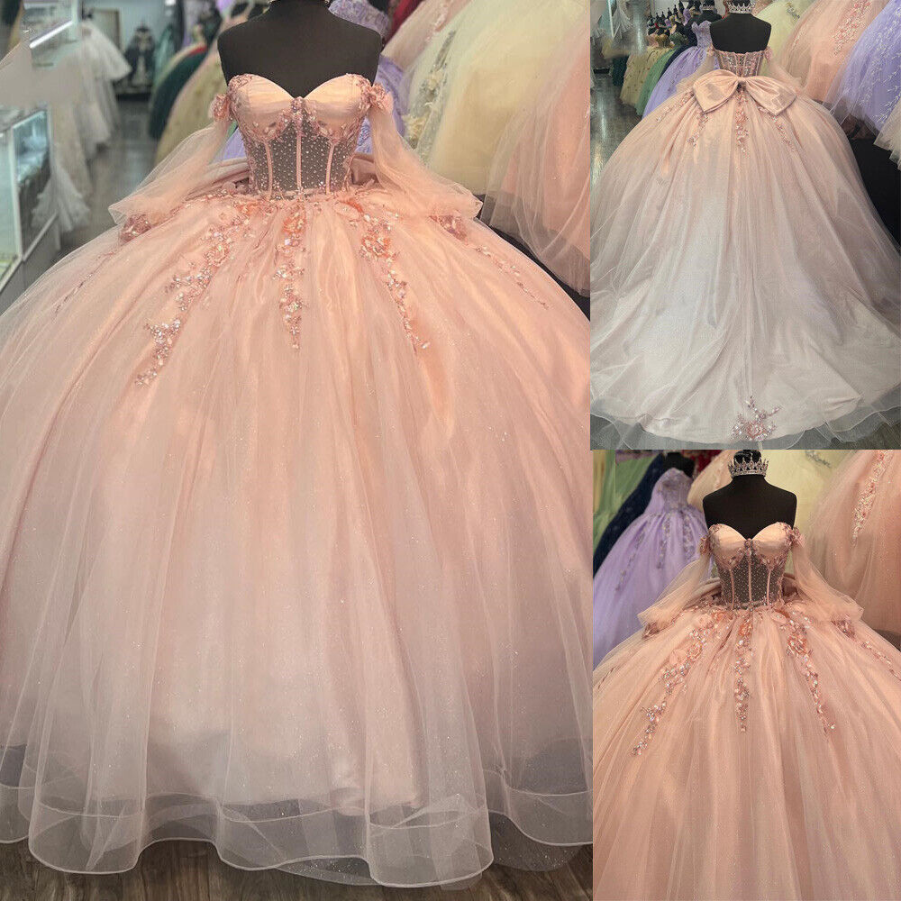 Quinceanera Dresses Off Shoulder Birthday Party Prom Ball Gown Sweet 15 16 fg5921