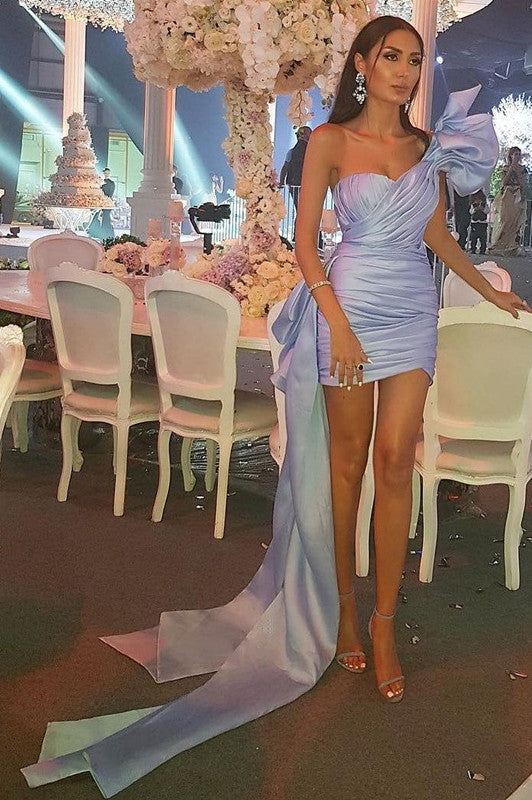 Short Sweetheart Sky blue Pleats One-shoulder Homecoming Dress fg5910 formalgowns Short Sweetheart Sky blue Pleats One-shoulder Homecoming Dress fg5910 formalgowns