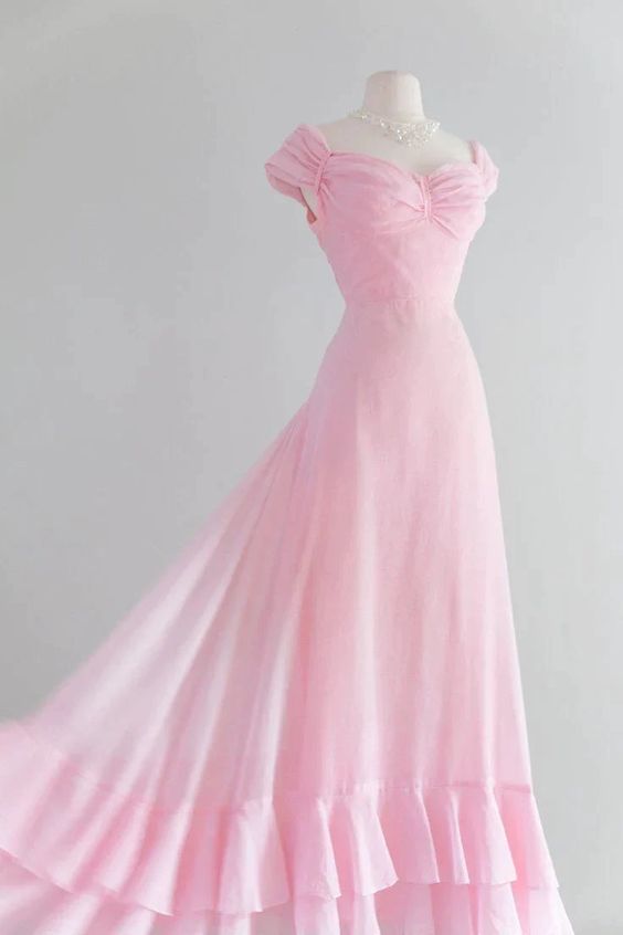 Retro Pink A-line Long Prom Dress,Pink Bridesmaid Dress fg5991