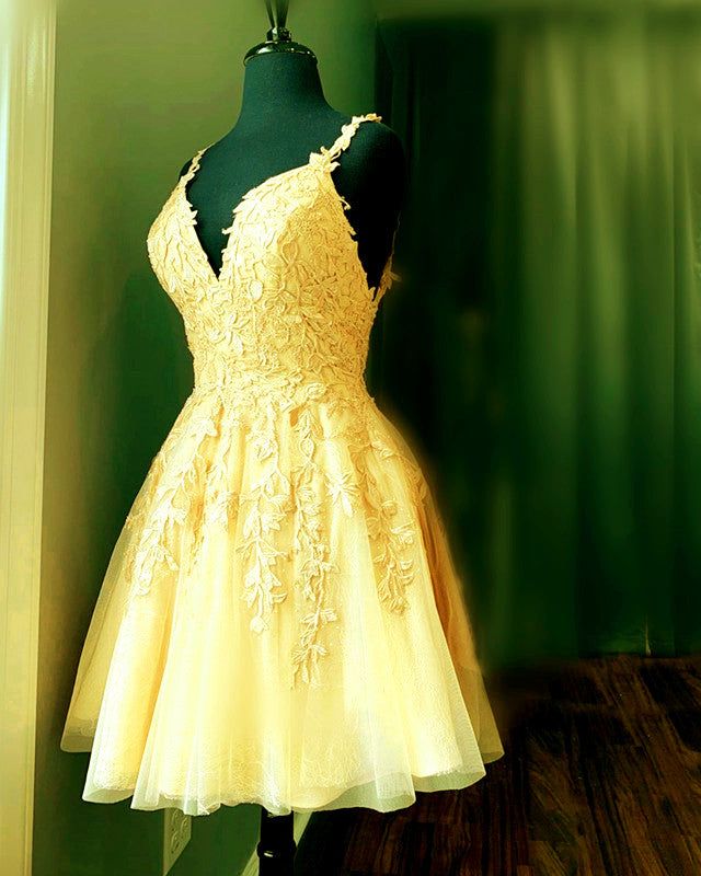 Short Lace Homecoming Dresses V Neck Graduation Dress fg3419