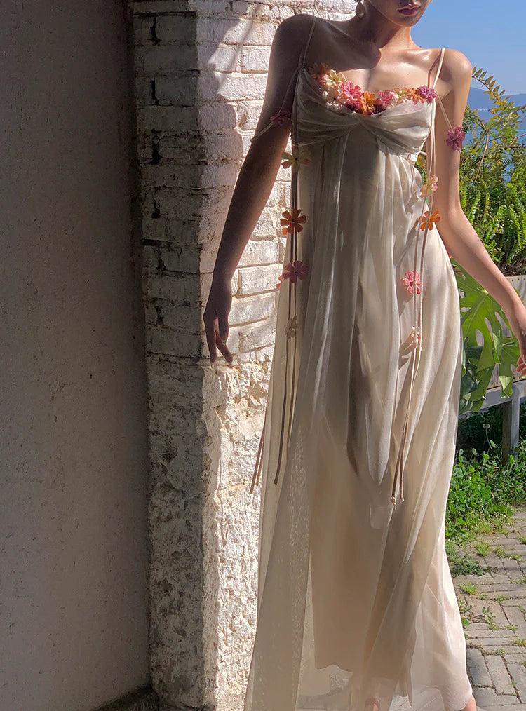Bohemian Long Beach Dress for Women, Chic and Elegant Outfit with Spaghetti Straps, Princess Evening Gowns fg6985