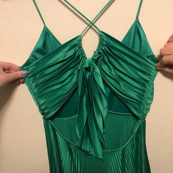 Green Long Pleated Prom Evening Dress fg4881