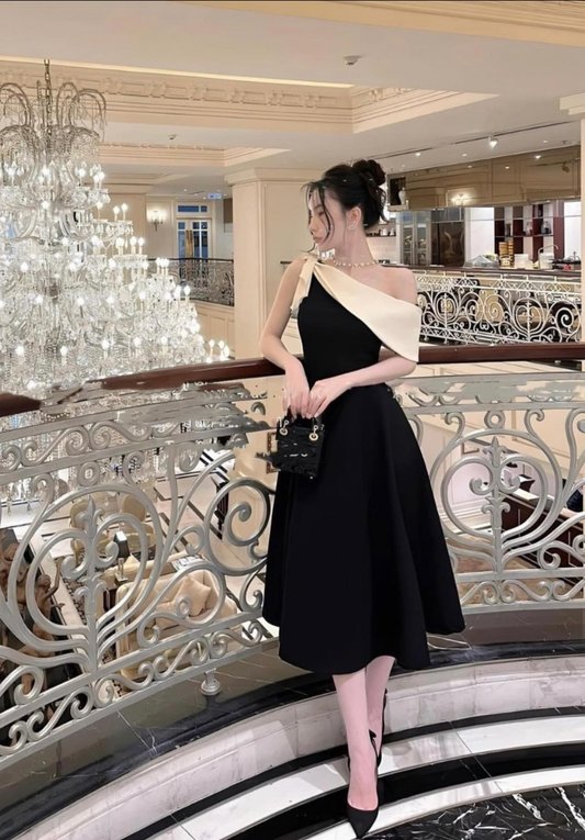 Robe de soirée trapèze simple pour femme, tenue de soirée tendance, fg6849