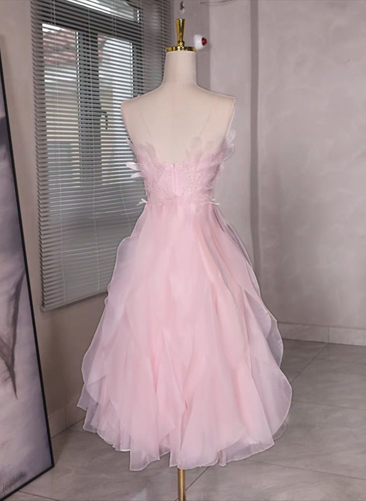 Tulle Beaded Low Back Short Party Dress, Tulle Homecoming Dress fg5228