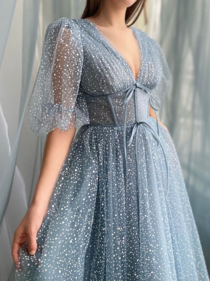A-Linie Teelänge Graublaues Ballkleid, Graublaues formelles Hochzeitspartykleid fg5298