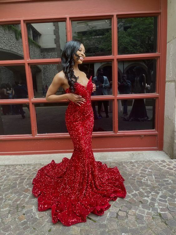 Long Red Prom Dresses Glitter Sequin Mermaid Evening Dress fg4771 Long Red Prom Dresses Glitter Sequin Mermaid Evening Dress fg4771