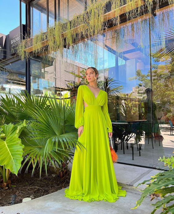 Evening Dresses Green A-Line Elegant Prom Gowns Party Dress fg4704